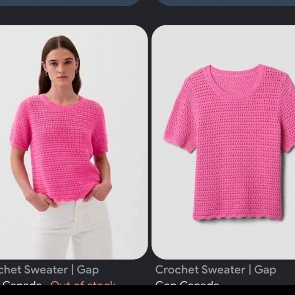 GAP Bright Pink Crochet Sweater